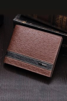 Bogesi Peacock Patern Men Short Design Wallet Cash Clip Men's Patchwork Card Holder Purse Coffee