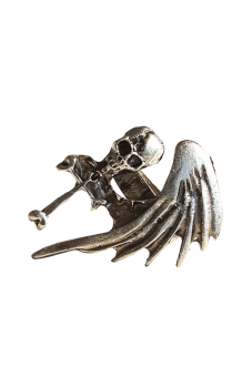 Buytra Skull Wing Cross Adjustable Finger Ring Silver