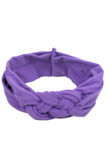 Fancyqube Soft Girl Kids Hairband Turban Knitted Knot Cross Headband Headwear Purple