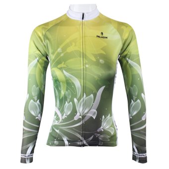 Women's Bicycle Cycling Jersey Sport Top Long Sleeves Shirt Green - INTL