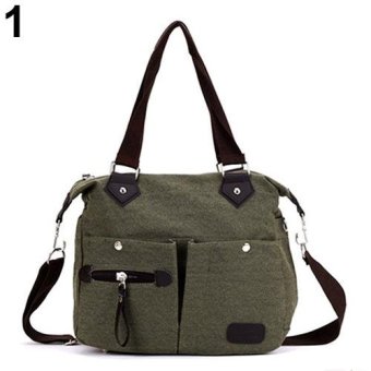 Broadfashion Women Casual Canvas Zipper Shopping Travel Crossbody Bag Shoulder Bag Handbag (Army Green) - intl