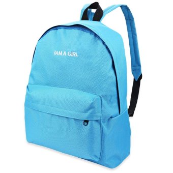 S&L Embroidery Letter Embellishment Solid Color Vertical Zipper Backpack for Women (Color:Blue) - intl