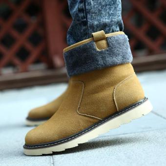 Winter Side zipper Thickened Plush Keep Warm Thickness bottom increase Motion Leisure Men's Shoes,Brown - intl