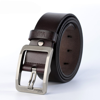 Men's fashion buckle belt all-match cowhide belt business casual leather belt 125CM- Chocolates