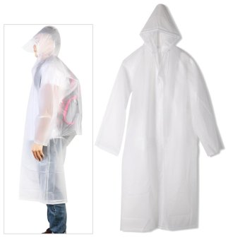 TINKSKY Rain Poncho Reusable EVA Adult Raincoat with Backpack Position Rain Cape (White) - intl