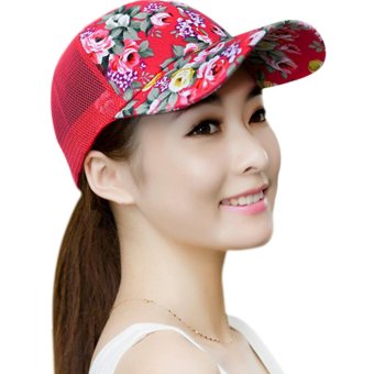 Women Ladies Fashion Baseball Caps Sun Protection Large Visor Mesh Sun Caps Hats Headwear Breathable Quickly Dry Outdoor Cycling Camping Fishing Travel Tennis Golf Beach Hats Caps Topee UV50+, Rose Red - intl