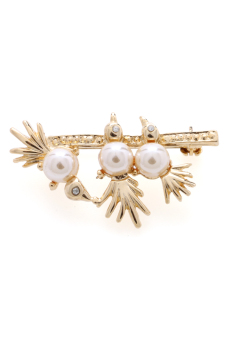 1901 Jewelry Three Little Bird Brooch - Bros Wanita - Gold