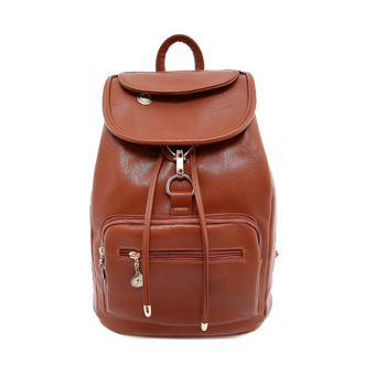 360DSC Korean Style Drawstring PU Leather Backpack Satchel Schoolbag Shoulder Bag Handbag Womens Bag (Brown)- INTL