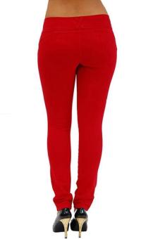 LALANG Baru Legging Stretch Wanita Tinggi Pinggang Celana Merah