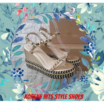 Sepatu Heels Wanita / Heels Perempuan Trendy Style Korea Warna Emas