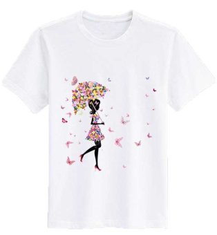 Sz Graphics T Shirt Wanita/Kaos Wanita Butterfly/T Shirt Fashion Wanita - Putih