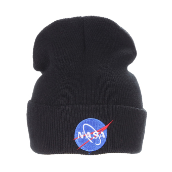 NASA Cap Winter Casual Hip Hop Knitted Wool Skullies Beanie Hat (Black) - intl