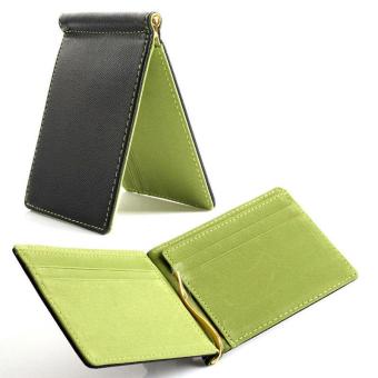 Green Men's Leather Bifold Credit Card Holder Wallet Money Clip Slim Purse Handbag - intl