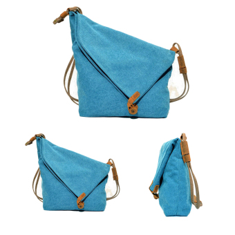 360DSC Women Retro Casual Crazy Horse Leather Canvas Crossbody Bag Messenger Shouder Bag (Sky Blue)- INTL