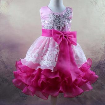 2Cool Girls Dresses Occident Sequins Princess Dresses Kids Bow Tie Party Girls Princes - intl