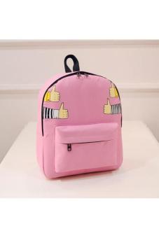 PF 536618309961P Womens Popular Thumbs Print School CanvasShoulder Backpacks(Pink) - intl