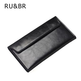 RU&BR Simple Slim Clamshell Genuine Leather Women Wallet Hot Cowhide Wallet Womens Clutch Top Quality Creative Envelope Package - intl