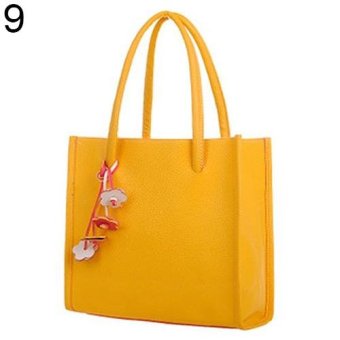 Broadfashion Women's Sweet Candy Colors Flowers Faux Leather Zipper Shoulder Bag Handbag (Yellow) - intl