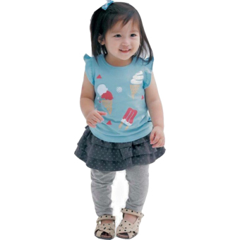 Toylogy Pakainan Anak - Baju Setelan Belle Maison ( Ice Cream Blue - Gray) - Rok Celana + Baju Kaos Anak