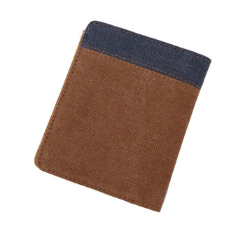 HengSong dompet pria dompet tas kanvas pendek pada jantan coklat + Biru - International