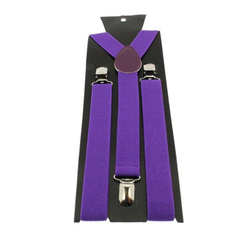 Men Womens Clip-on Suspenders Elastic Y-Shape Adjustable Braces Pants Suspender (Purple) - intl