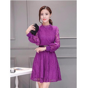 Cocoepps 2017 New Korean Style Lace Bodycon Dresses Plus size Sexy dress Purple - intl