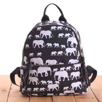 4ever Elephant Pattern Canvas Backpack - Intl