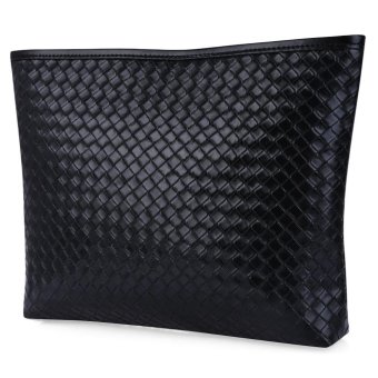 S&L Weave Solid Color Zipper Horizontal Clutch Bag for Women (Color:Black) - intl