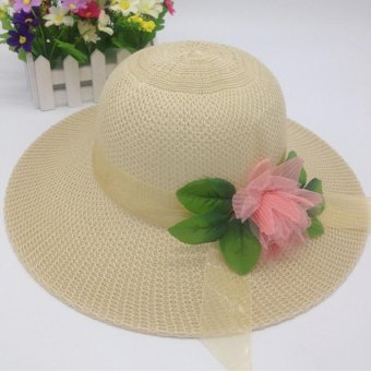 GEMVIE New Fashion Women Summer Sun Hat Ladies Sandy Beach Visors Wide Brim Hat (Beige) - intl