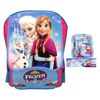 BGC Disney Frozen Anna Elsa Kantung Depan SD Pink Blue + Kotak Pensil dan Alat Tulis Frozen