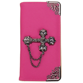 Fashion gaya gotik dompet tangan untuk wanita dari kulit PU pada panjang wadah dompet tas untuk wanita naik merah - Internasional