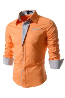 Korea Design Button-Down Formal Long Sleeved Business Shirts (Orange)