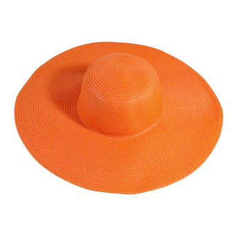 Summer Women's Foldable Wide Large Brim Beach Sun Hat Straw Beach Cap For Ladies Elegant Hats Girls Vacation Tour Hat(orange) - Intl