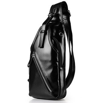 Fashion Men Crossbody Bag Pocket Sling Bags Leisure Korean Male Chest Bag One Shoulder Leather Bag Messenger Bag (Black) - intl(...)