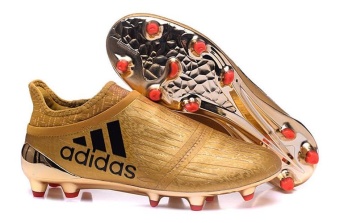 Men's X16+ Purechaos FG AG NO Shoelaces 2016 Football Shoes Soccer Shoes Hard-wearing Sole Training Unique Newest Quick Gold - intl