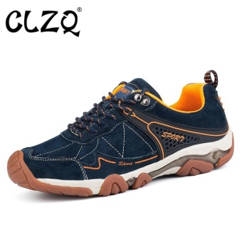 CLZQ 2017 New Leather Breathable Outdoor Non Slip Climbing Mountaineering Shoes Men Wear Waterproof Climbing Shoe（Blue） - intl