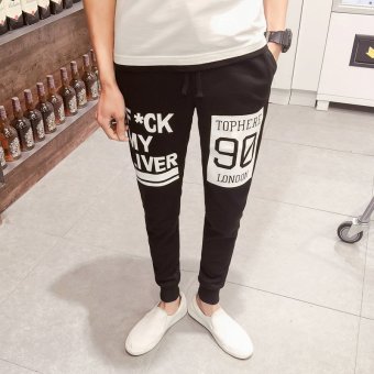 ZUNCLE Men's F*ck Printing Slim Feet Pant(Black)