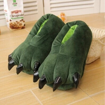 4ever 1 Pairs of Children Winter Warm Soft Home Slippers Animal Paw Claw Plush Shoes Christmas Gift (Green) - intl