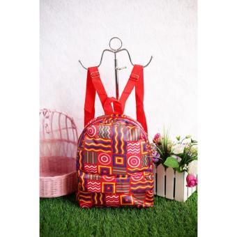 EL Piaza Mini Ransel Backpacks Kanvas / Sling Bag / Tas Slempang - Motif Gelombang Merah