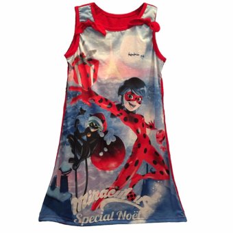 Hequ Hot Selling ladybug girl bow dress miraculous Ladybug Blue - intl