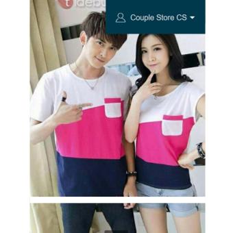 couple store cs - kaos pasangan VALENTINE POCKET white pink navy