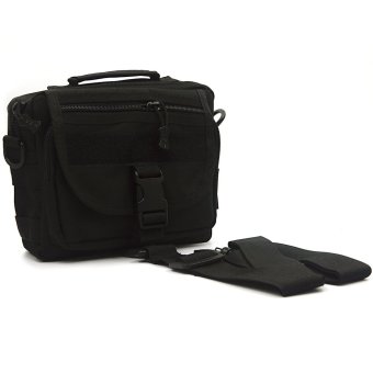 Unisex Men Women Multifunctional Molle Tote Handbag Cross Body Messenger Shoulder Bag Tactical Army Gear Leisure Flap Handy Pouch Black