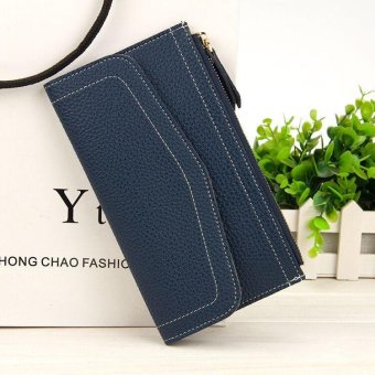 Victory Woman Han edition Wallet Long Zipper multi-function Mobile wallet(Blue ) - intl