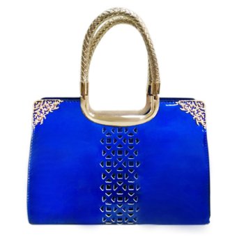 360DSC Women Love Fashion Hollow Pattern Patent Leather Stereotypes Handbag Ladies Top Handle Bag (Sapphire Blue)- INTL