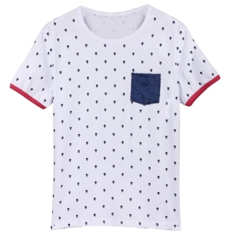 GE Stylish Men's O-neck Short Sleeve Dots T-shirt Shirt (White)