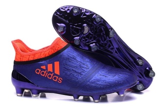 Football Shoes Soccer Shoes X16+ Purechaos FG AG 2016 NO Shoelaces Men's Synthetic Sneakers Non-slip Unique Quick Elastic Fantastic Blue - intl