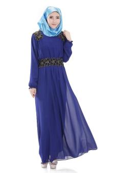 Southeast Asia robes islamic Arab Middle East Muslim chiffon dress - Dark blue - intl