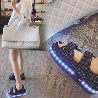Fengsheng Women's Sandals LED Shoes Fashion Sandals USB Charging Light Up Glow Casual Shoes Black - intl