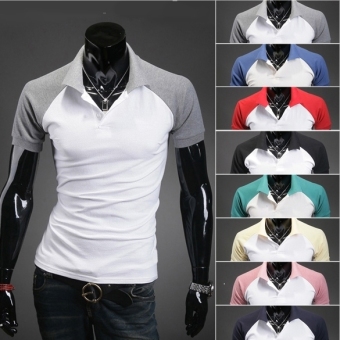 GE Men Short Sleeve Stylish Candy Color Polo Shirts T-shirts Tops 8 Colors 4 Size (Blue)