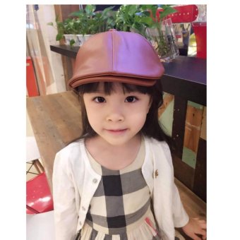 Baby Talk - Cool Cap Baby Girl Hat Topi Kulit Fashion Korea Anak Brown Polos - Topi Keren Untuk Bayi Balita & Anak